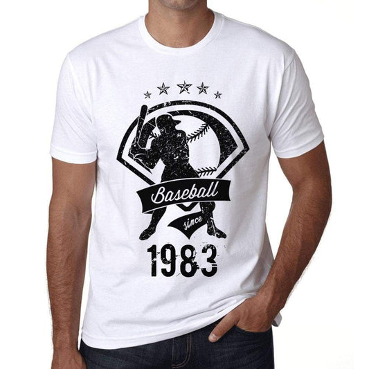 Mens Vintage Tee Shirt Graphic T Shirt Baseball Since 1983 White - White / Xs / Cotton - T-Shirt