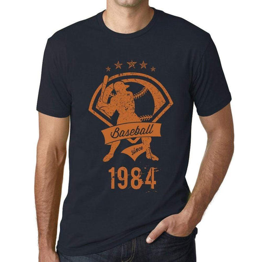 Mens Vintage Tee Shirt Graphic T Shirt Baseball Since 1984 Navy - Navy / Xs / Cotton - T-Shirt