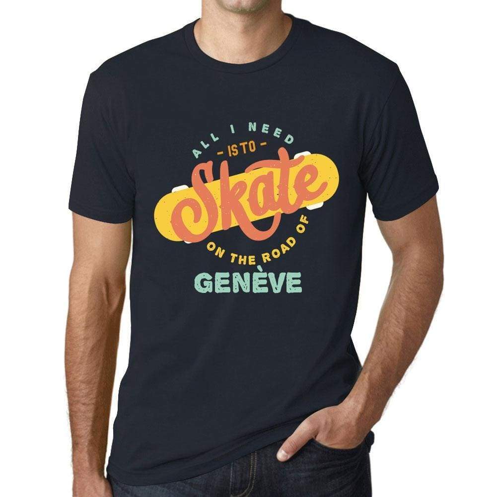 Mens Vintage Tee Shirt Graphic T Shirt Genève Navy - Navy / Xs / Cotton - T-Shirt