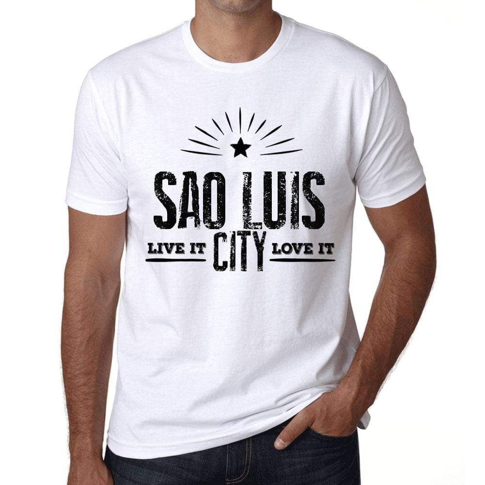 Mens Vintage Tee Shirt Graphic T Shirt Live It Love It Sao Luis White - White / Xs / Cotton - T-Shirt