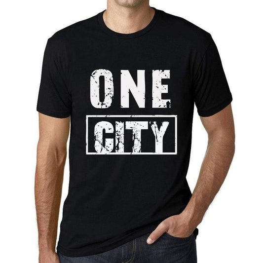 Men’s Vintage Tee Shirt <span>Graphic</span> T shirt One CITY Deep Black - ULTRABASIC