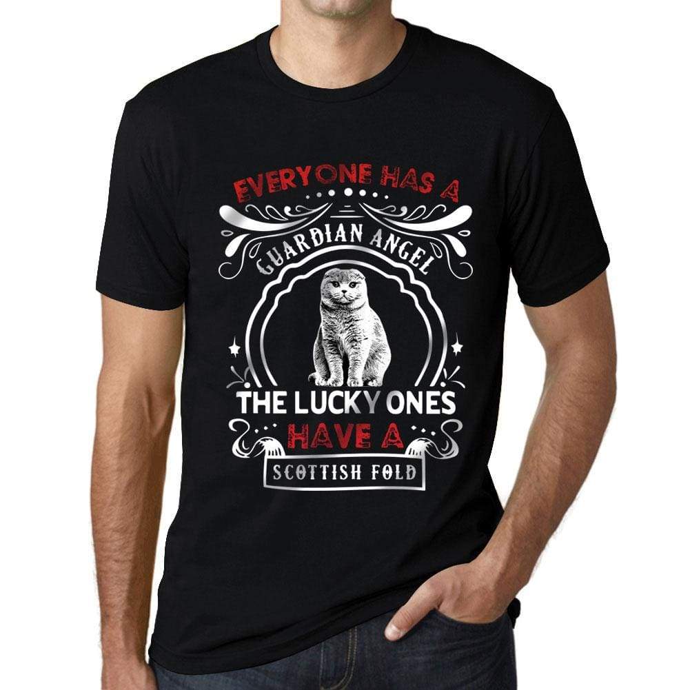 Mens Vintage Tee Shirt Graphic T Shirt Scottish Fold Cat Deep Black - Deep Black / Xs / Cotton - T-Shirt