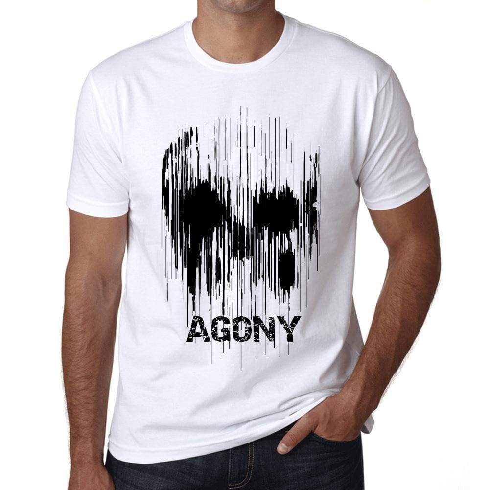 Mens Vintage Tee Shirt Graphic T Shirt Skull Agony White - White / Xs / Cotton - T-Shirt
