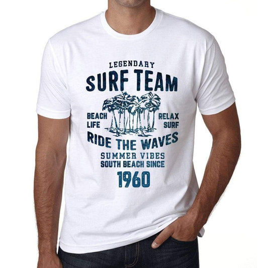 Mens Vintage Tee Shirt Graphic T Shirt Surf Team 1960 White - White / Xs / Cotton - T-Shirt