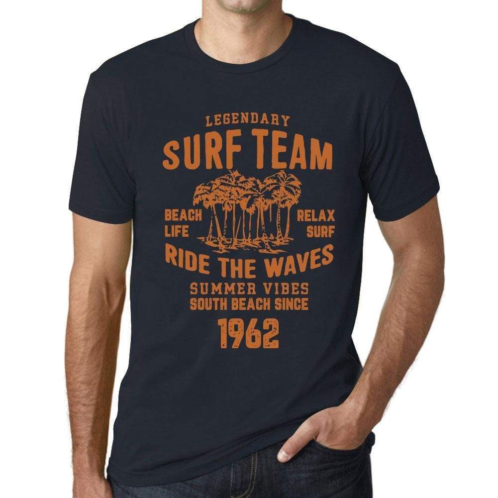 Mens Vintage Tee Shirt Graphic T Shirt Surf Team 1962 Navy - Navy / Xs / Cotton - T-Shirt