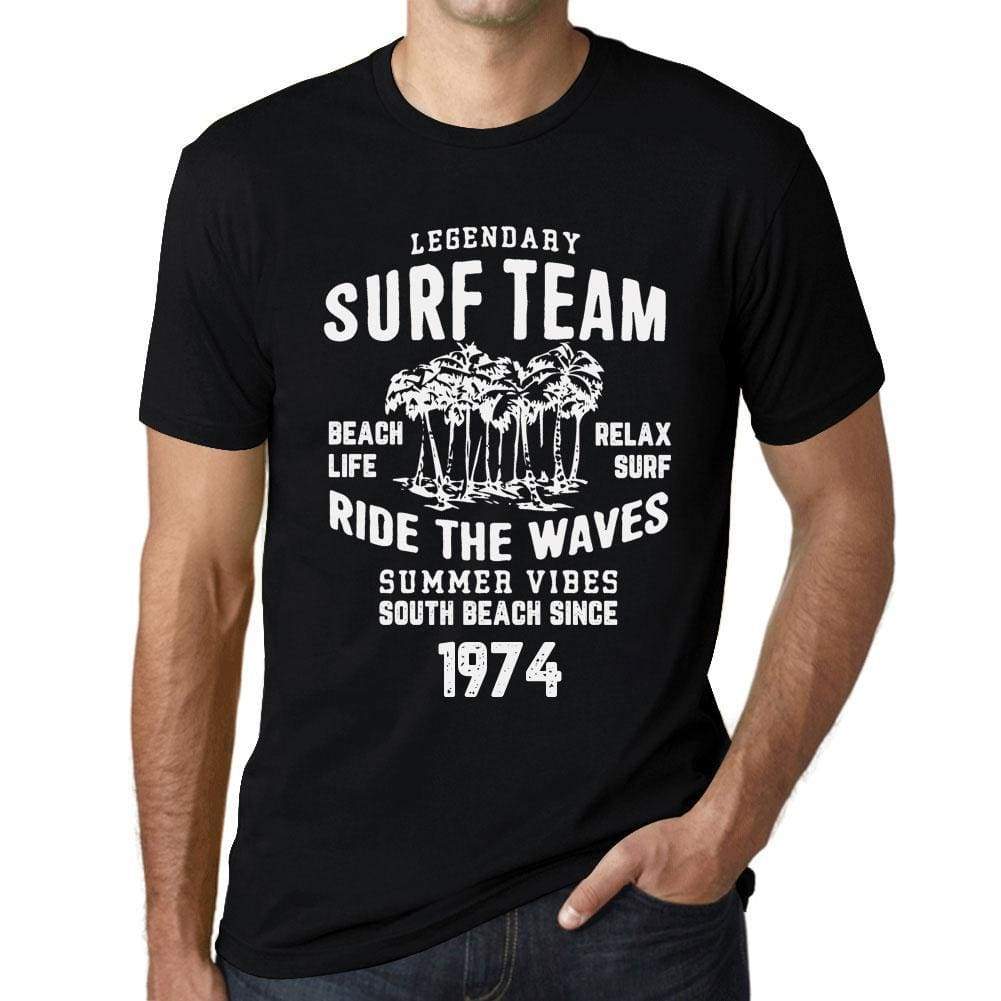 Mens Vintage Tee Shirt Graphic T Shirt Surf Team 1974 Deep Black - Deep Black / Xs / Cotton - T-Shirt