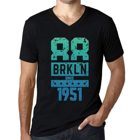 Mens Vintage Tee Shirt Graphic V-Neck T Shirt Brkln Since 1951 Black - Black / S / Cotton - T-Shirt