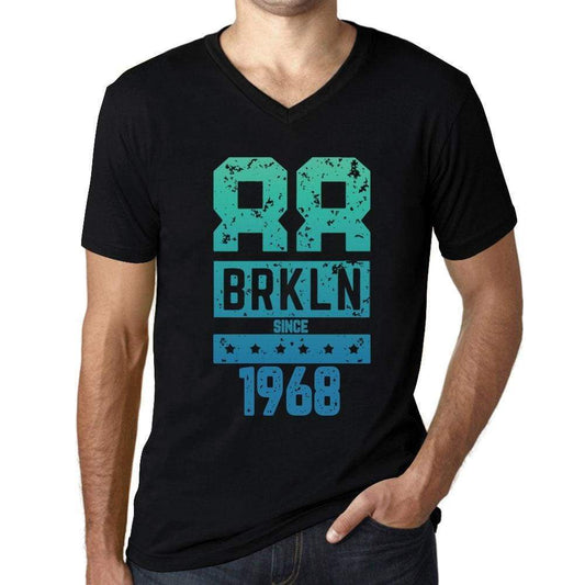 Mens Vintage Tee Shirt Graphic V-Neck T Shirt Brkln Since 1968 Black - Black / S / Cotton - T-Shirt