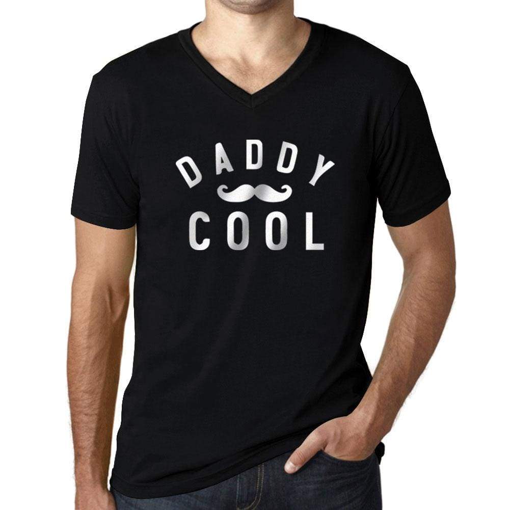 Mens Vintage Tee Shirt Graphic V-Neck T Shirt Daddy Cool Deep Black - Deep Black / S / Cotton - T-Shirt