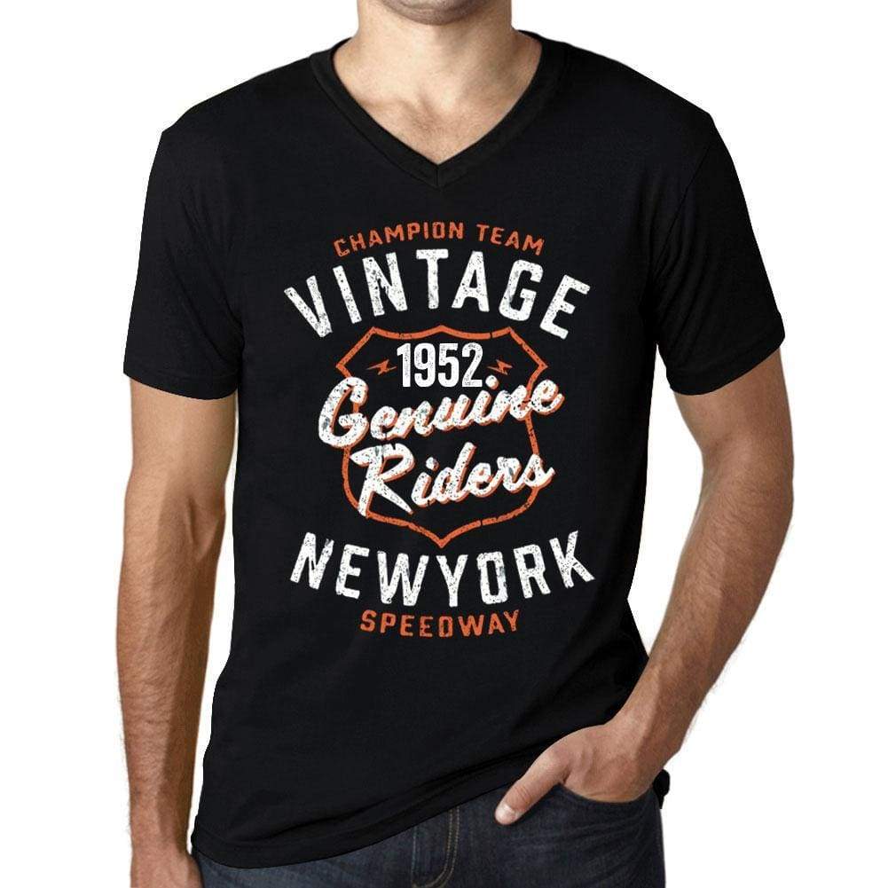 Mens Vintage Tee Shirt Graphic V-Neck T Shirt Genuine Riders 1952 Black - Black / S / Cotton - T-Shirt