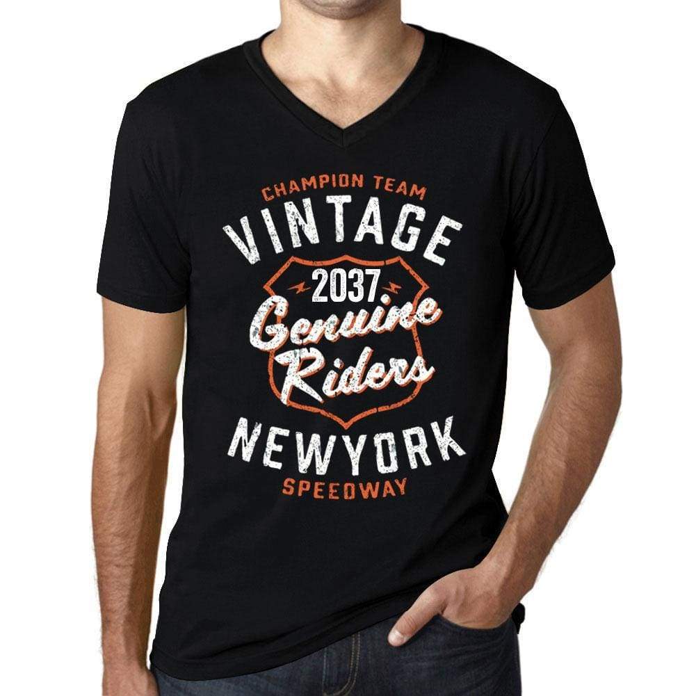 Mens Vintage Tee Shirt Graphic V-Neck T Shirt Genuine Riders 2037 Black - Black / S / Cotton - T-Shirt