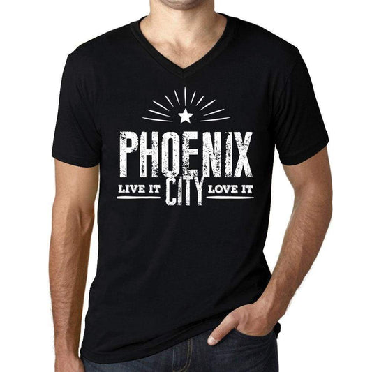 Mens Vintage Tee Shirt Graphic V-Neck T Shirt Live It Love It Phoenix Deep Black - Black / S / Cotton - T-Shirt