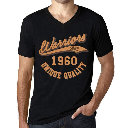 Mens Vintage Tee Shirt Graphic V-Neck T Shirt Warriors Since 1960 Deep Black - Black / S / Cotton - T-Shirt