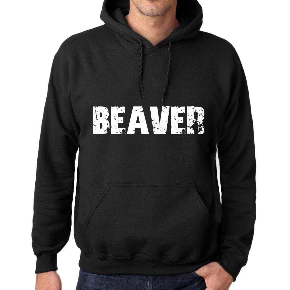 Mens Womens Unisex Printed Graphic Cotton Hoodie Soft Heavyweight Hooded Sweatshirt Pullover Popular Words Beaver Deep Black - Black / Xs /