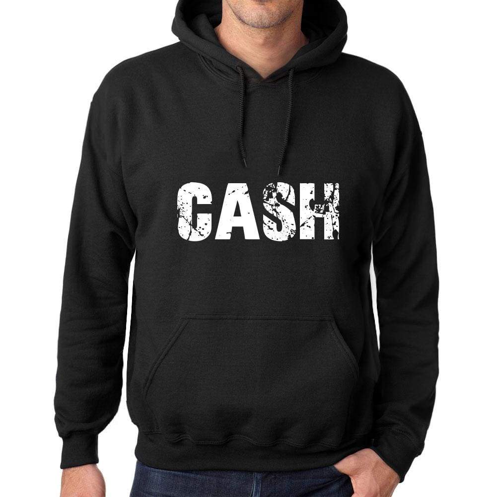 Mens Womens Unisex Printed Graphic Cotton Hoodie Soft Heavyweight Hooded Sweatshirt Pullover Popular Words Cash Deep Black - Black / Xs /