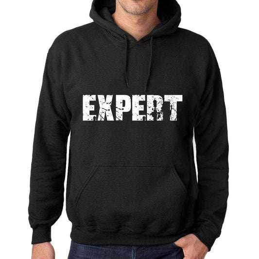 Mens Womens Unisex Printed Graphic Cotton Hoodie Soft Heavyweight Hooded Sweatshirt Pullover Popular Words Expert Deep Black - Black / Xs /