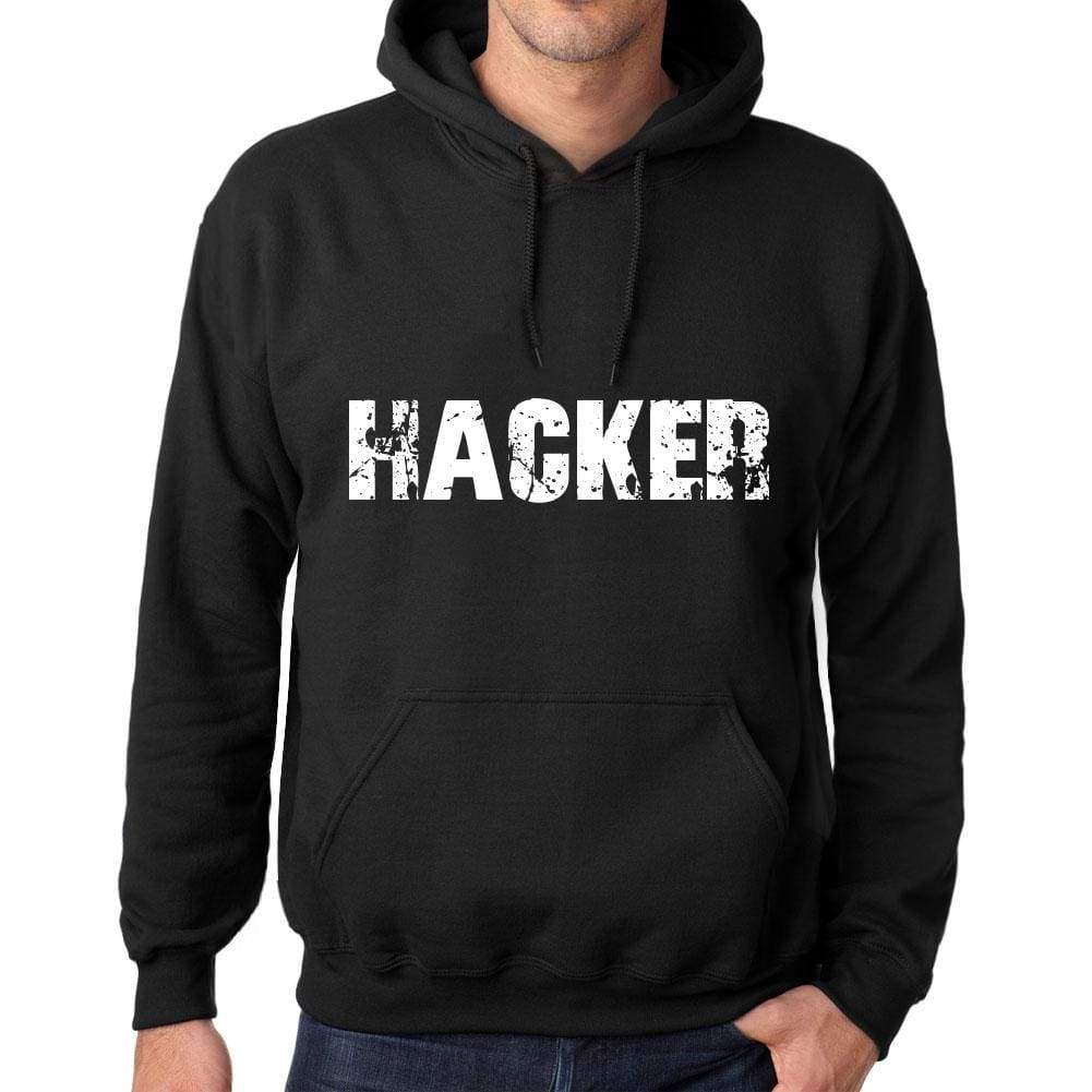 Mens Womens Unisex Printed Graphic Cotton Hoodie Soft Heavyweight Hooded Sweatshirt Pullover Popular Words Hacker Deep Black - Black / Xs /