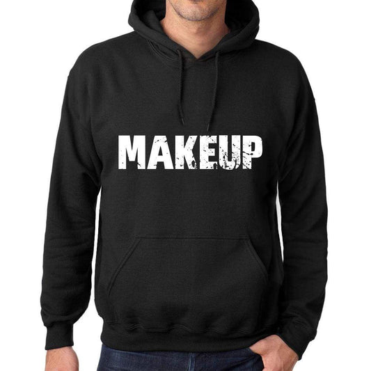 Mens Womens Unisex Printed Graphic Cotton Hoodie Soft Heavyweight Hooded Sweatshirt Pullover Popular Words Makeup Deep Black - Black / Xs /