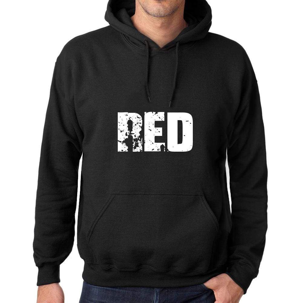 Mens Womens Unisex Printed Graphic Cotton Hoodie Soft Heavyweight Hooded Sweatshirt Pullover Popular Words Red Deep Black - Black / Xs /