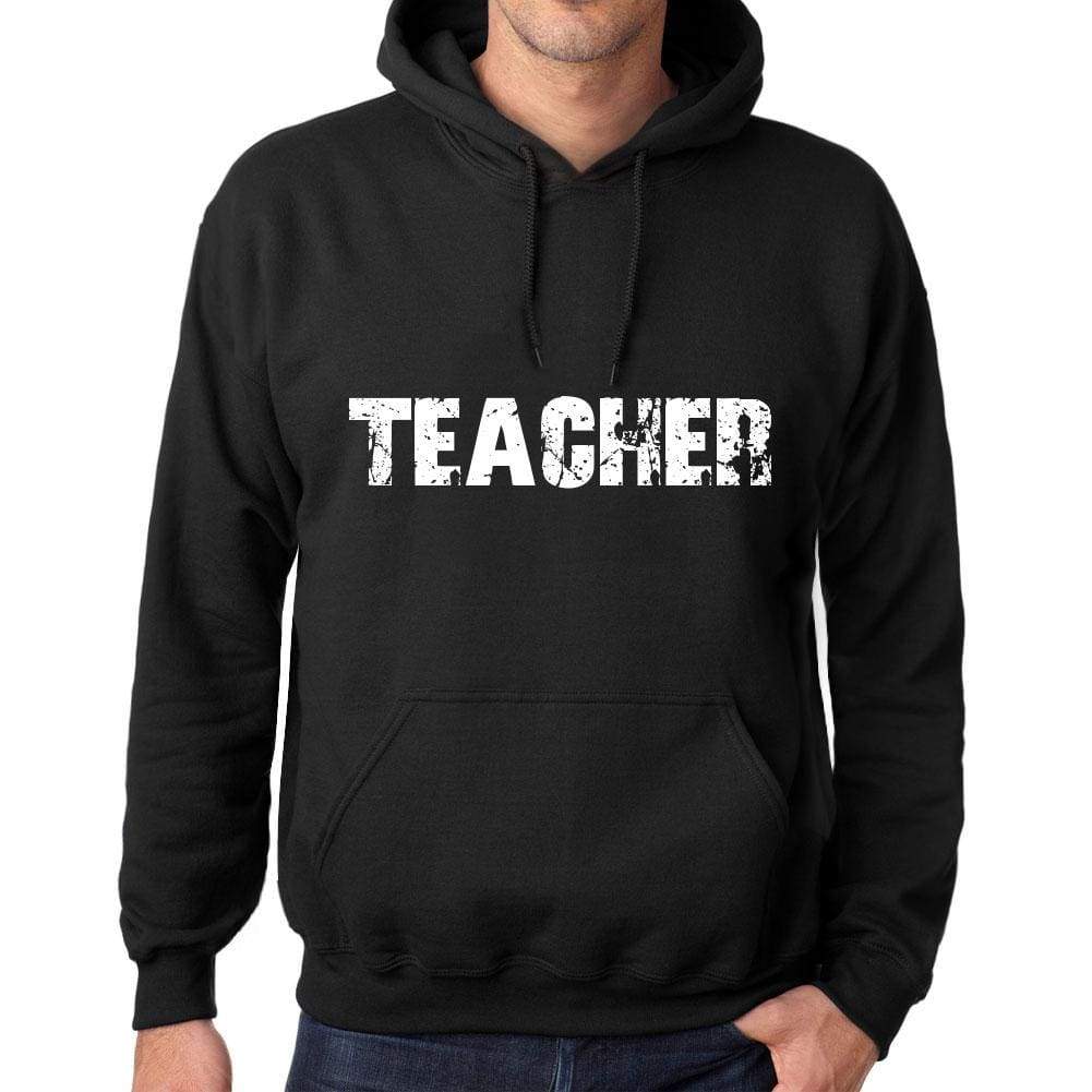Mens Womens Unisex Printed Graphic Cotton Hoodie Soft Heavyweight Hooded Sweatshirt Pullover Popular Words Teacher Deep Black - Black / Xs /
