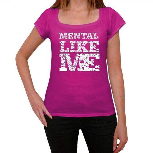 Mental Like Me Pink Womens Short Sleeve Round Neck T-Shirt - Pink / Xs - Casual