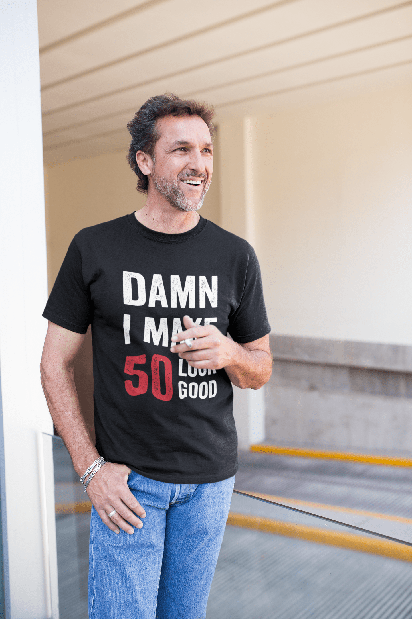 Merde, je fais 50 ans, T-shirt noir pour hommes, cadeau d'anniversaire 50 ans, 00410