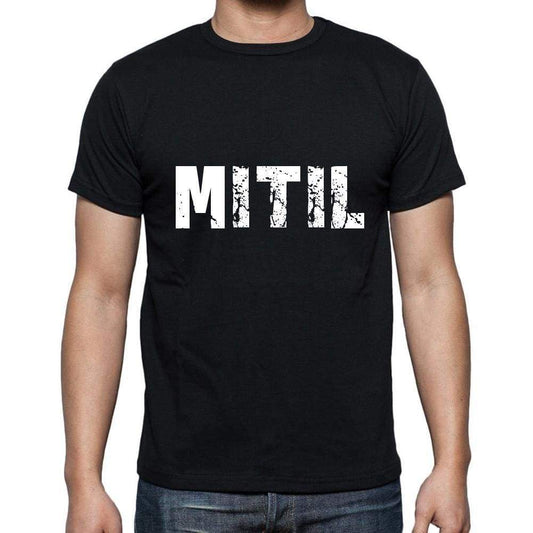 Mitil Mens Short Sleeve Round Neck T-Shirt 5 Letters Black Word 00006 - Casual
