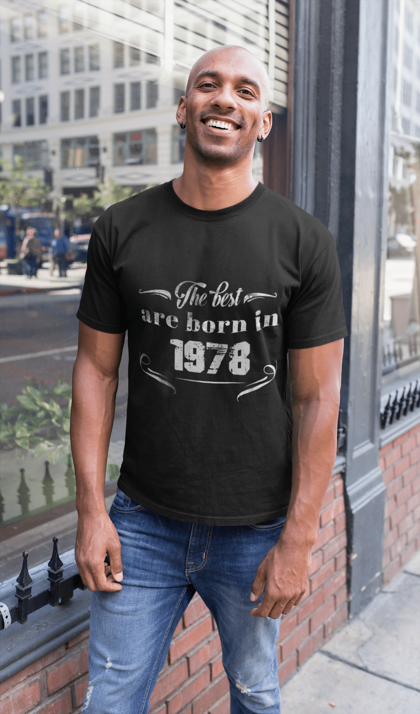 Les meilleurs sont nés en 1978 T-shirt Homme Noir Cadeau d'anniversaire Col Rond 00397
