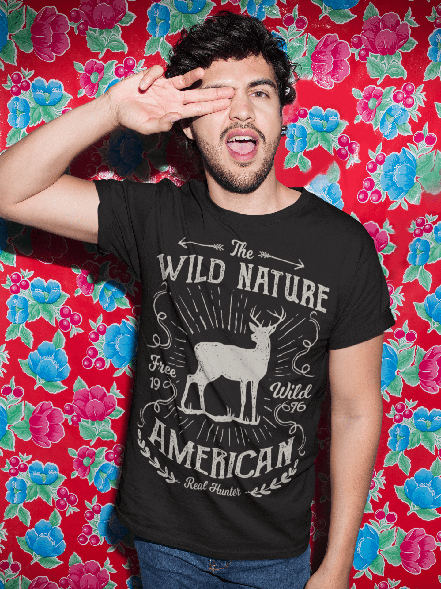 ULTRABASIC Men's Graphic T-Shirt Wild Nature - American Real Hunter - Vintage Shirt