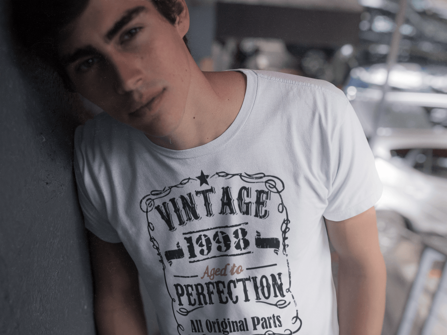 T-shirt Vintage <span>pour hommes,</span> <span>blanc</span> , vieilli à la perfection, <span>cadeau</span> <span>d'anniversaire,</span> 1998, 00488