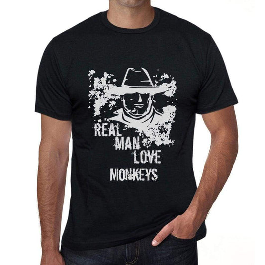 Monkeys Real Men Love Monkeys Mens T Shirt Black Birthday Gift 00538 - Black / Xs - Casual