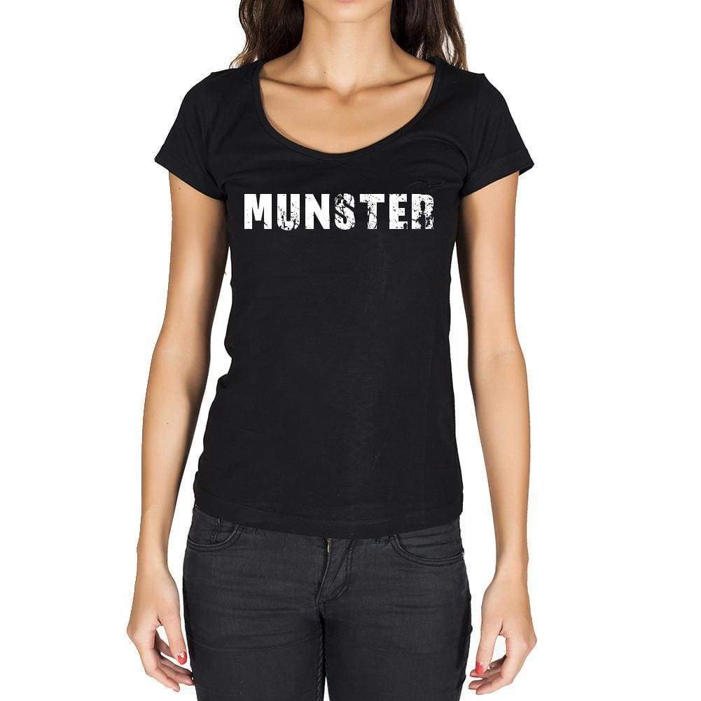 Munster German Cities Black Womens Short Sleeve Round Neck T-Shirt 00002 - Casual