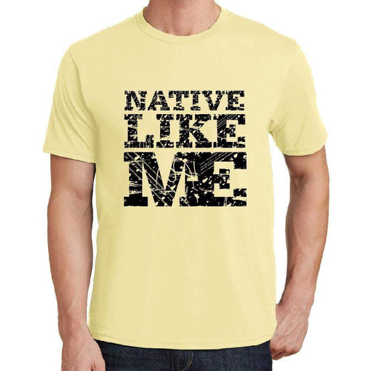 Native Like Me Yellow Mens Short Sleeve Round Neck T-Shirt 00294 - Yellow / S - Casual