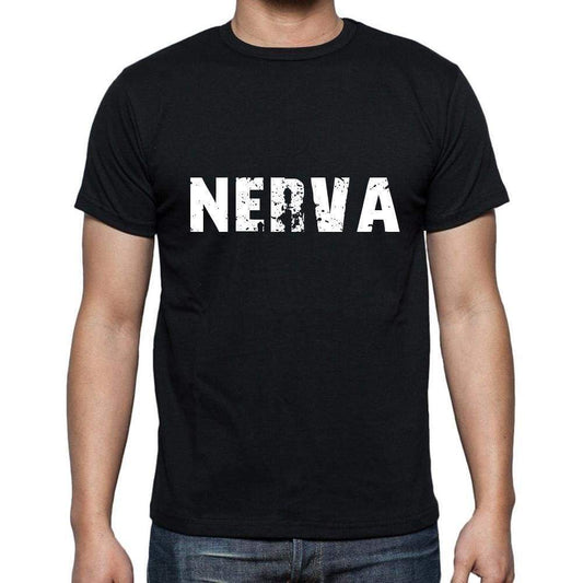 Nerva Mens Short Sleeve Round Neck T-Shirt 5 Letters Black Word 00006 - Casual