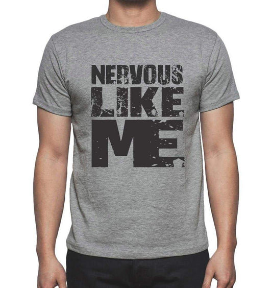 NERVOUS Like me, Grey, <span>Men's</span> <span><span>Short Sleeve</span></span> <span>Round Neck</span> T-shirt - ULTRABASIC