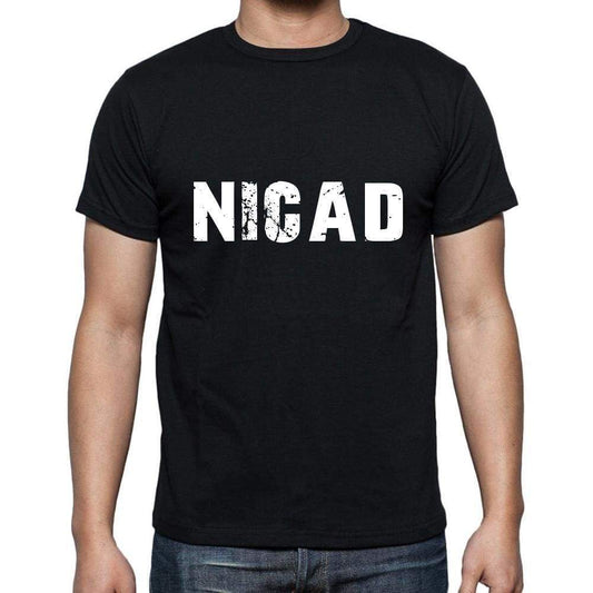 Nicad Mens Short Sleeve Round Neck T-Shirt 5 Letters Black Word 00006 - Casual
