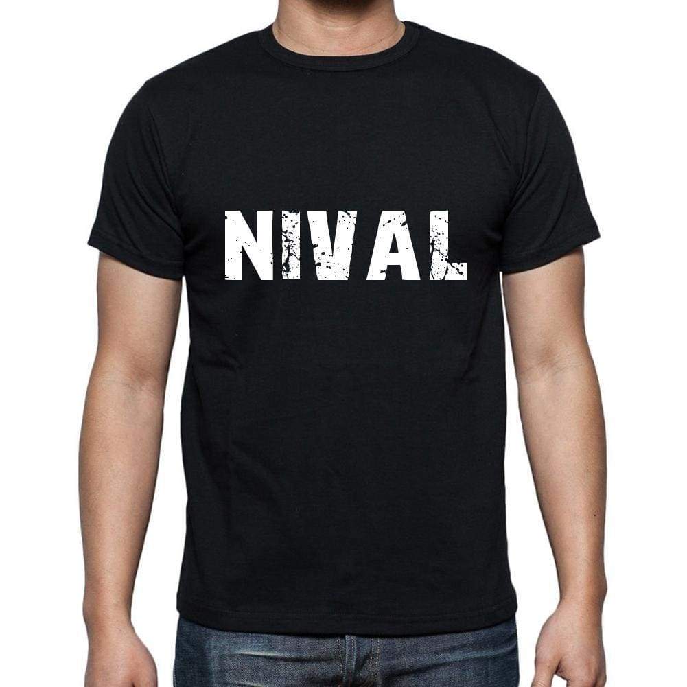 Nival Mens Short Sleeve Round Neck T-Shirt 5 Letters Black Word 00006 - Casual