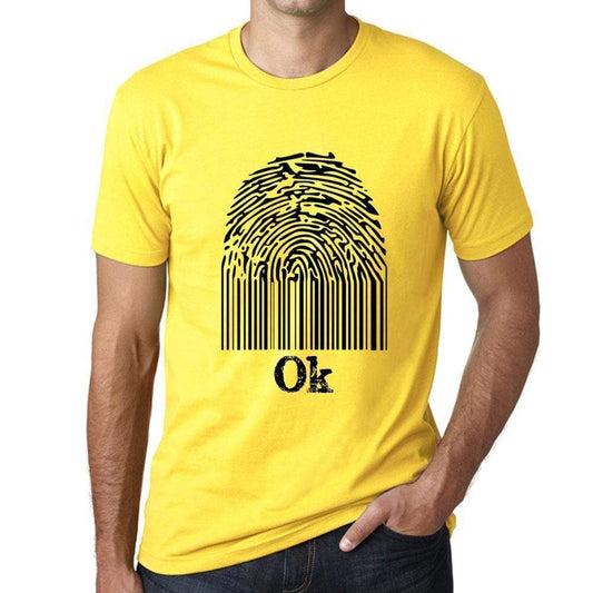 Ok Fingerprint Yellow Mens Short Sleeve Round Neck T-Shirt Gift T-Shirt - Yellow / S - Casual