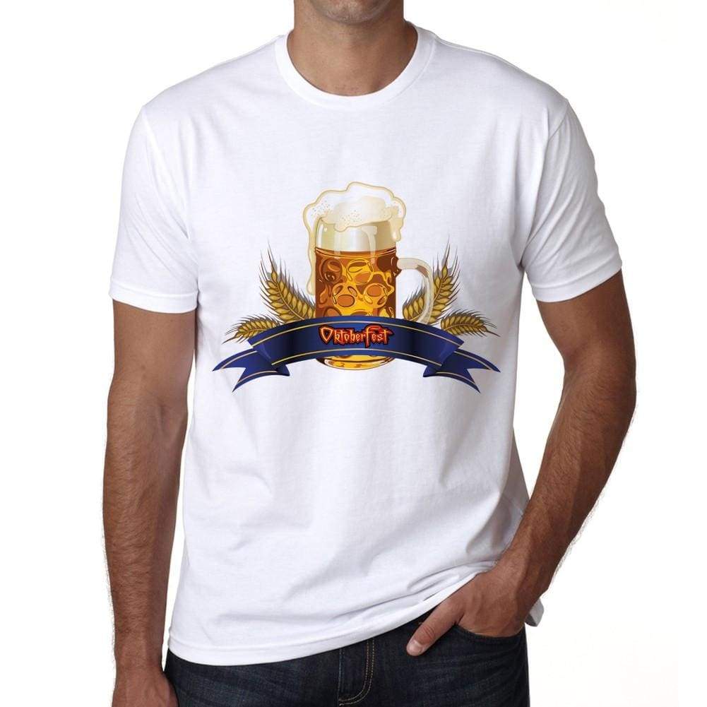 Oktoberfest Beer With Wheat Oktoberfest T-Shirt Mens White Tee 100% Cotton 00179