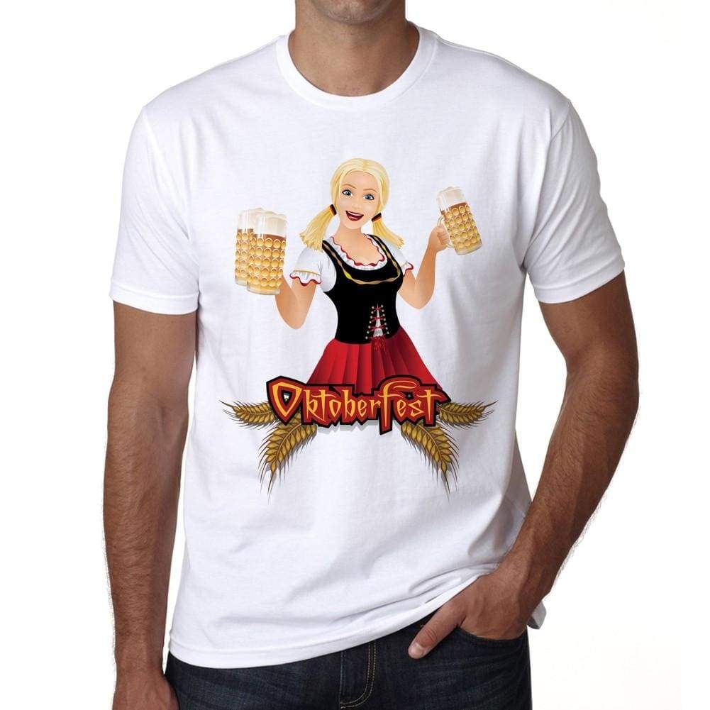 Oktoberfest Girl With Beers Oktoberfest T-Shirt Mens White Tee 100% Cotton 00179