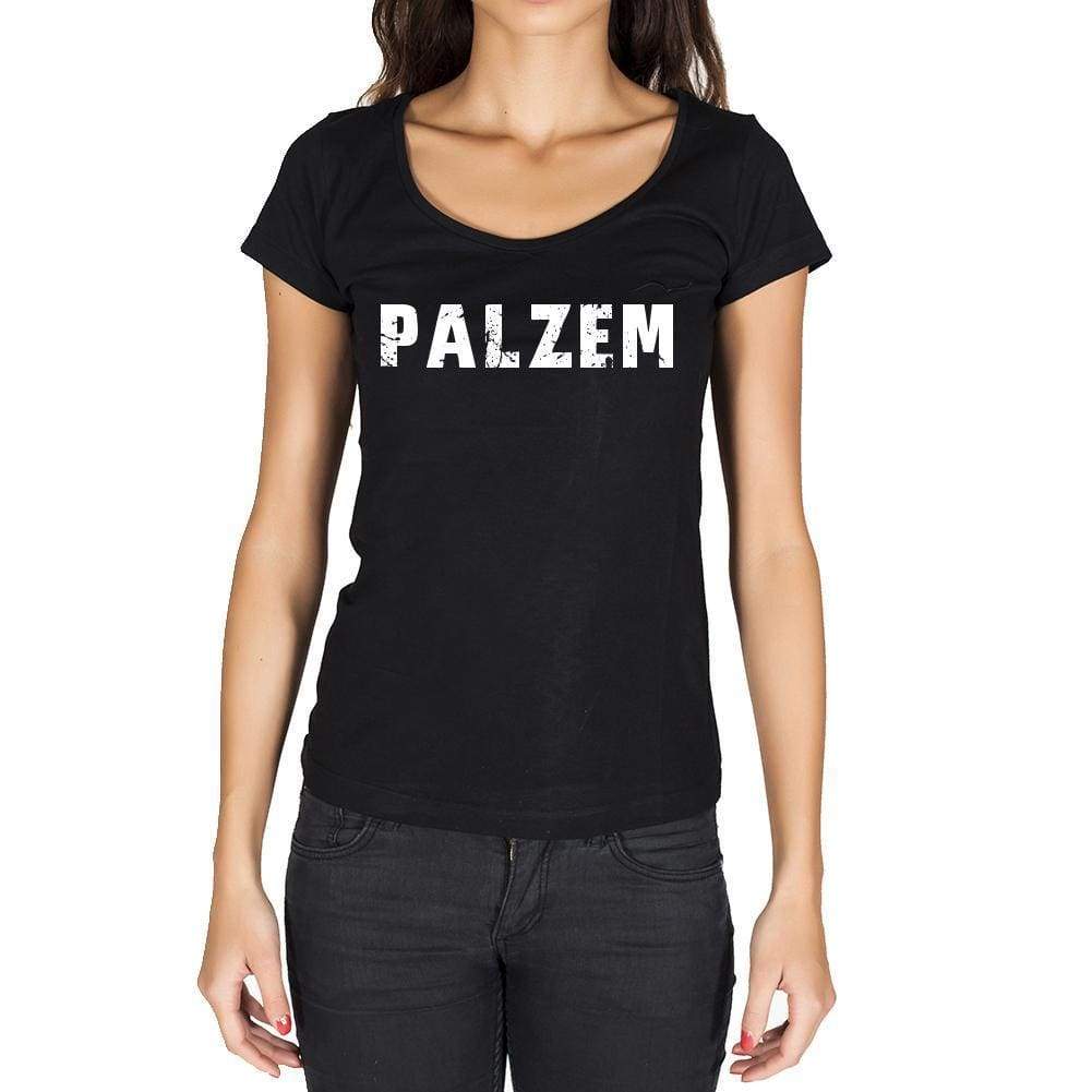 Palzem German Cities Black Womens Short Sleeve Round Neck T-Shirt 00002 - Casual