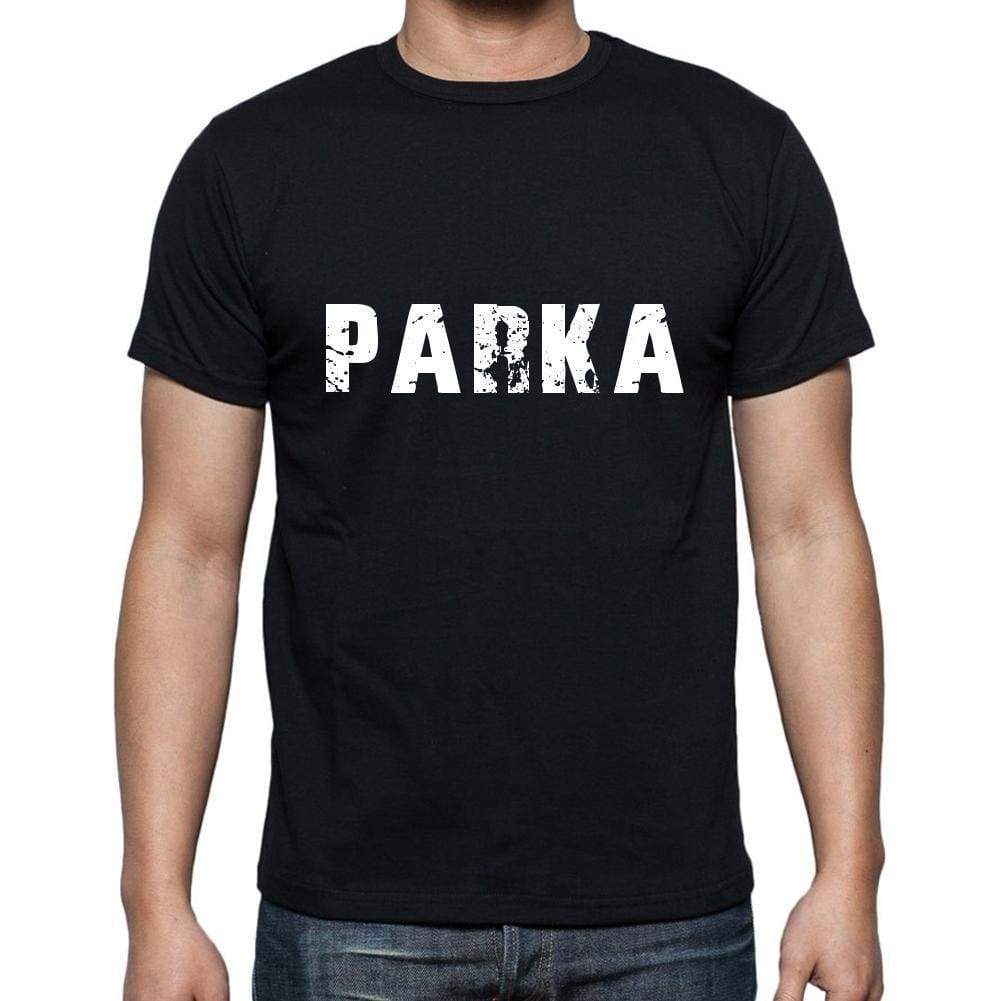 Parka Mens Short Sleeve Round Neck T-Shirt 5 Letters Black Word 00006 - Casual
