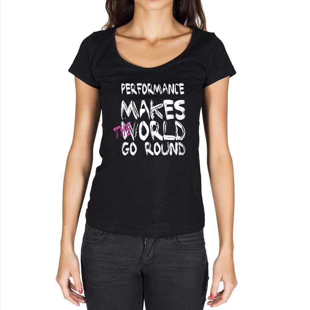 Performance World Goes Round Womens Short Sleeve Round Neck T-Shirt 00081 - Black / Xs - Casual