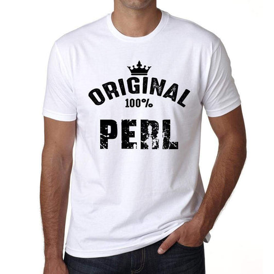 Perl 100% German City White Mens Short Sleeve Round Neck T-Shirt 00001 - Casual