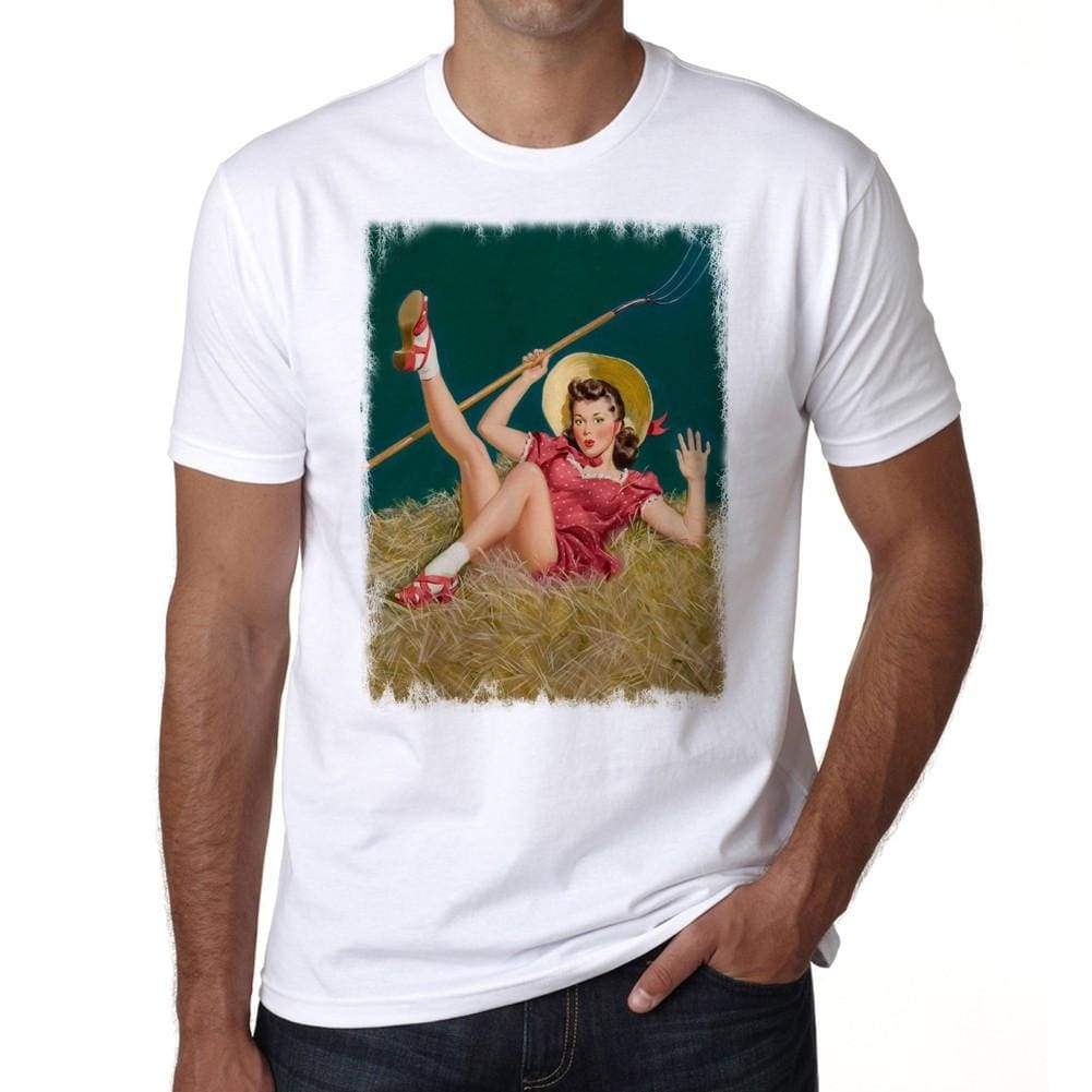 Pin-Up Cowgirl 4 Mens White Tee 100% Cotton 00211