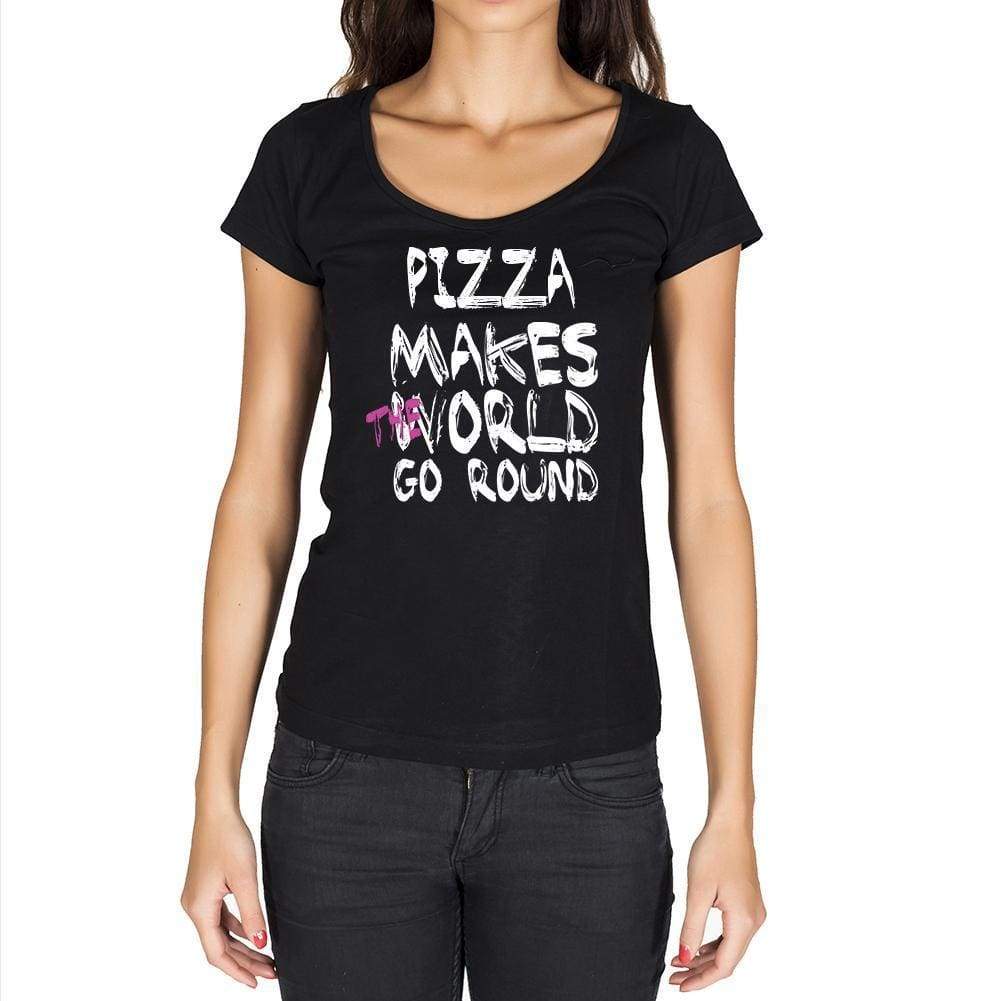 pizza, World Goes Round, <span>Women's</span> <span>Short Sleeve</span> <span>Round Neck</span> T-shirt 00081 - ULTRABASIC