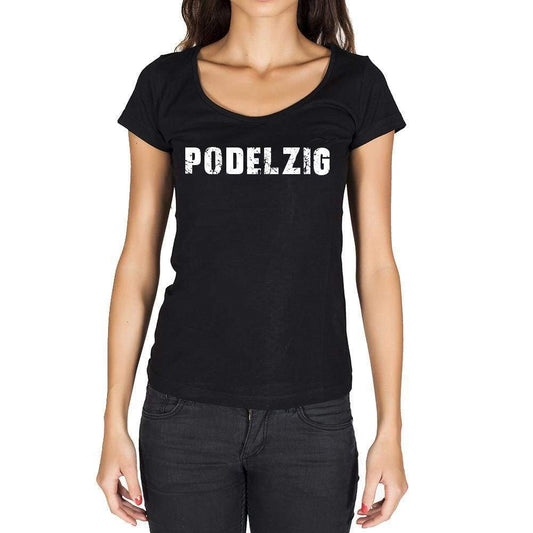 Podelzig German Cities Black Womens Short Sleeve Round Neck T-Shirt 00002 - Casual