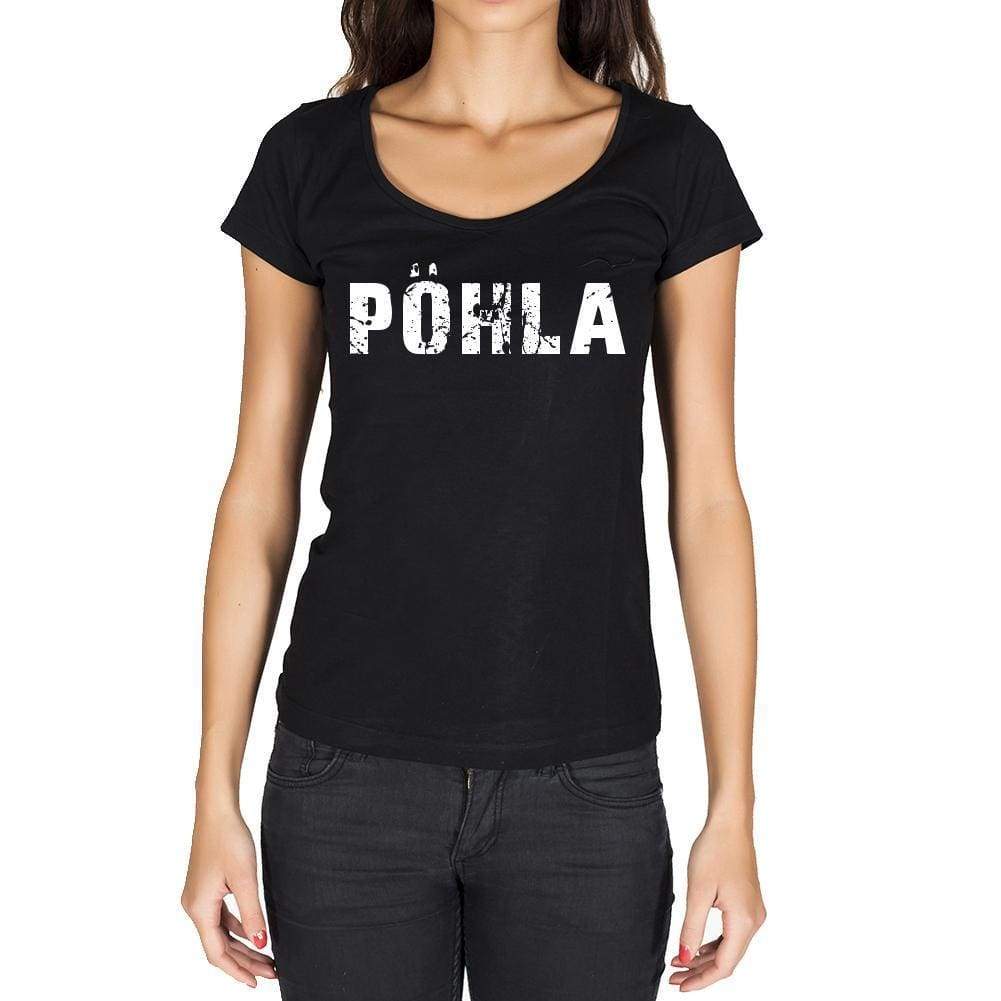 Pöhla German Cities Black Womens Short Sleeve Round Neck T-Shirt 00002 - Casual