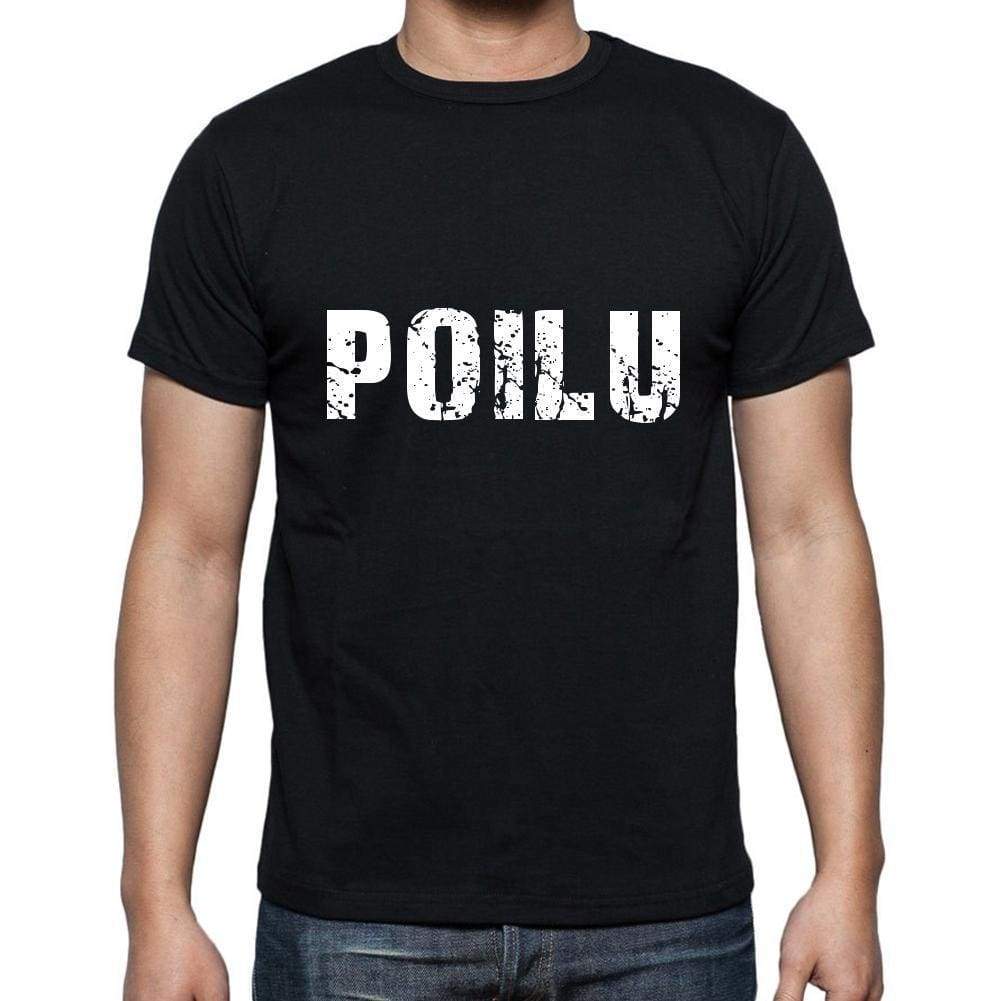 Poilu Mens Short Sleeve Round Neck T-Shirt 5 Letters Black Word 00006 - Casual