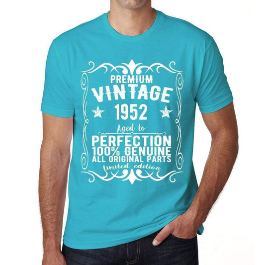 Premium Vintage Year 1952 Blue Mens Short Sleeve Round Neck T-Shirt Gift T-Shirt 00367 - Blue / Xs - Casual